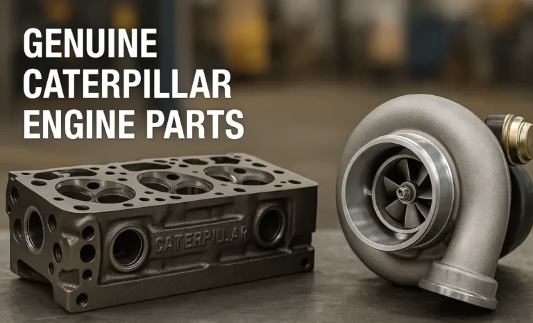 Genuine Caterpillar engine parts turbocharger on workshop table